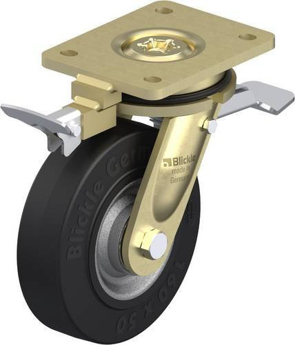 Blickle Lenkrolle LS-SE 160K-ST-RI4 mit Feststeller, Stahl, Anthrazit, Rad-Durchmesser: 16 cm, Tragfähigkeit: 450 kg - Bild 1