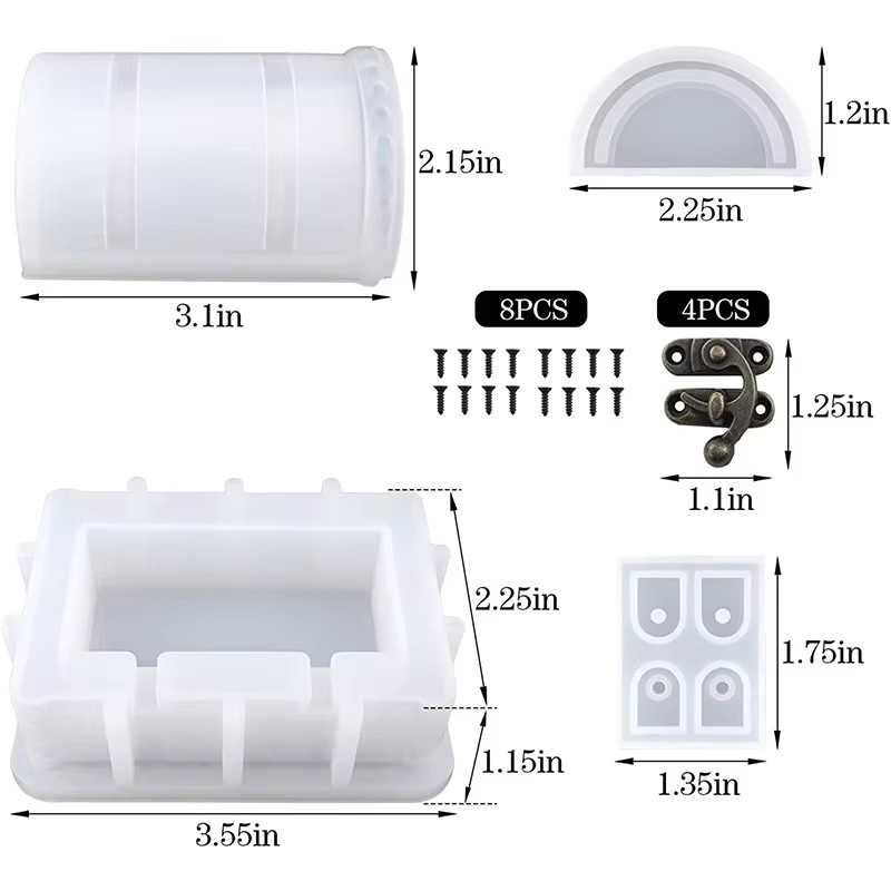 Transparentes Silikonform-Set für DIY Aufbewahrungsboxen in Schatztruhen-Design zur Herstellung von Schmuckorganizern aus Harz, Gips oder Ton - Bild 2