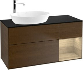 V&B Waschtischunterschrank Finion mit Wandbeleuchtung in Elfenbein, Breite: 120 cm, Tiefe: 50,1 cm, Höhe: 50,1 cm - Bild 1