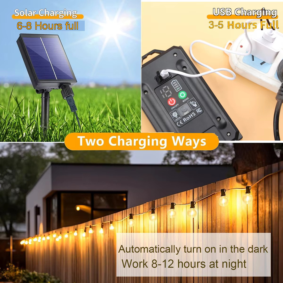 KIKIELF Solar LED Lichterkette für den Außenbereich mit transparenten Kugelleuchten für Garten, Terrasse und Party - Bild 3