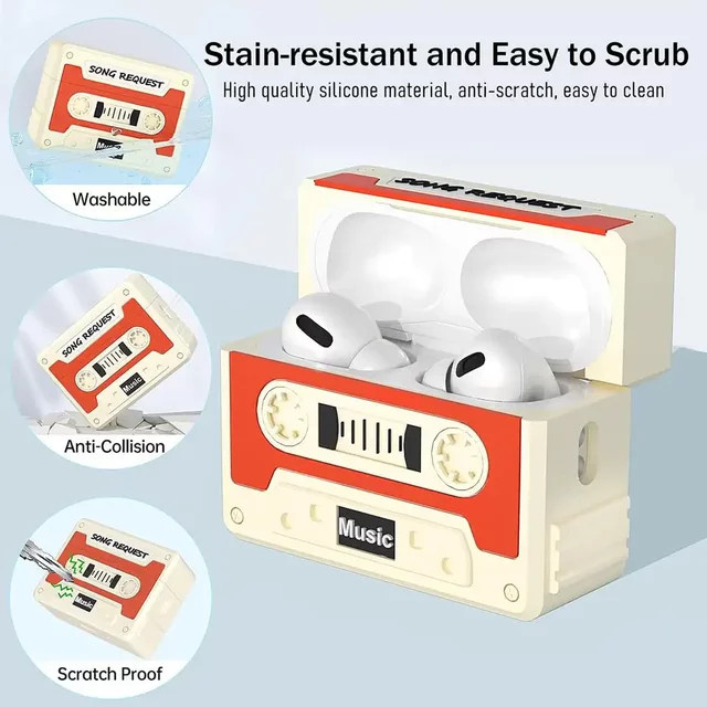 Retro-Kassettenetui Silikonhülle für AirPods Pro 3 im Vintage-Design - Bild 1