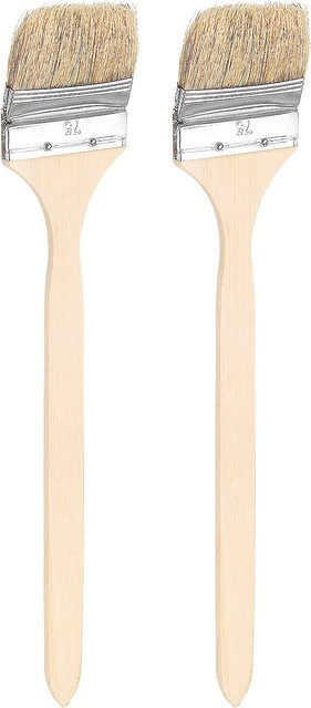 2er-Set gebogene Flachpinsel mit weichen Borsten und langem Holzgriff in Mehrfarben für DIY-Malerei und Wandverzierungen - Bild 1