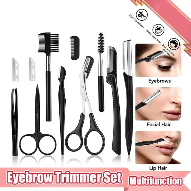 Augenbrauen Trimmer Set, Schere, Pinzette, Rasierer, Kamm, Clip, Unisex - Bild 1