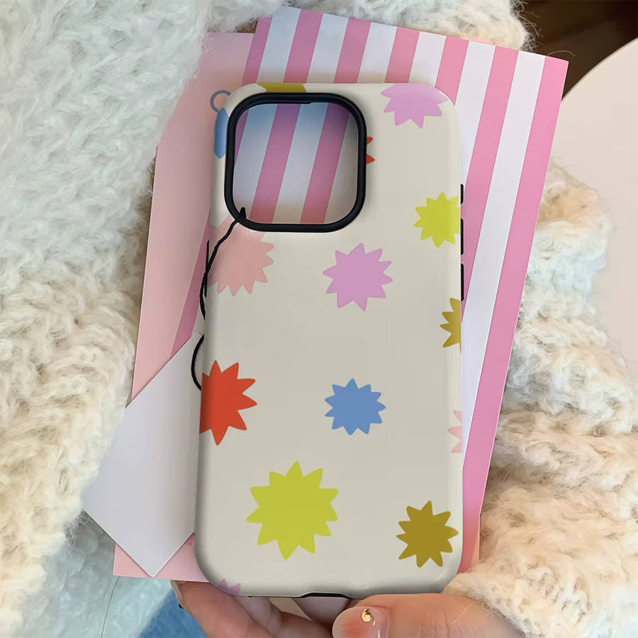 Bunte Starbursts Handyhülle für Apple iPhone 17 16 15 14 13 12 11 Pro Max Plus mit doppelschichtiger Rückseite in Multicolour - Bild 2