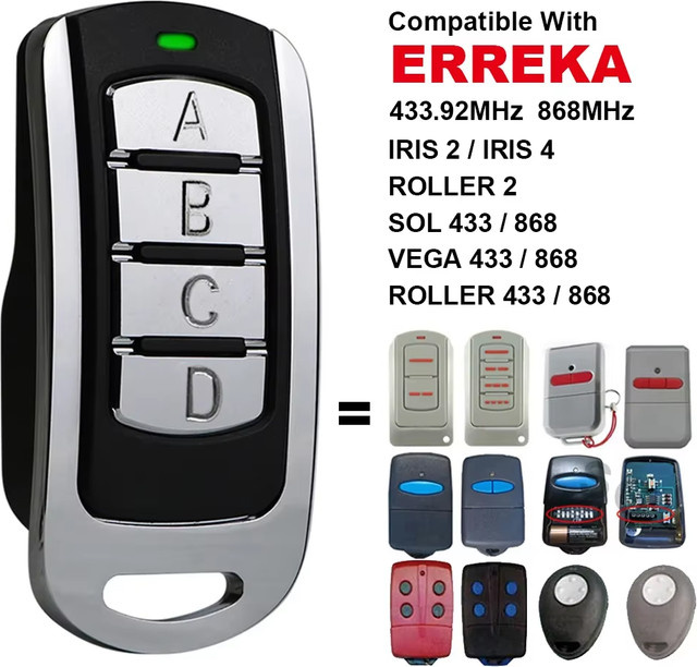 ERREKA Kopier-Controller für Garagentor-Fernbedienungen IRIS EVO, IRIS2, IRIS4, ROLLER1, ROLLER2, SOL, LIRA, VEGA und ROLLER 4 in Schwarz (433MHz / 868MHz) - Bild 1