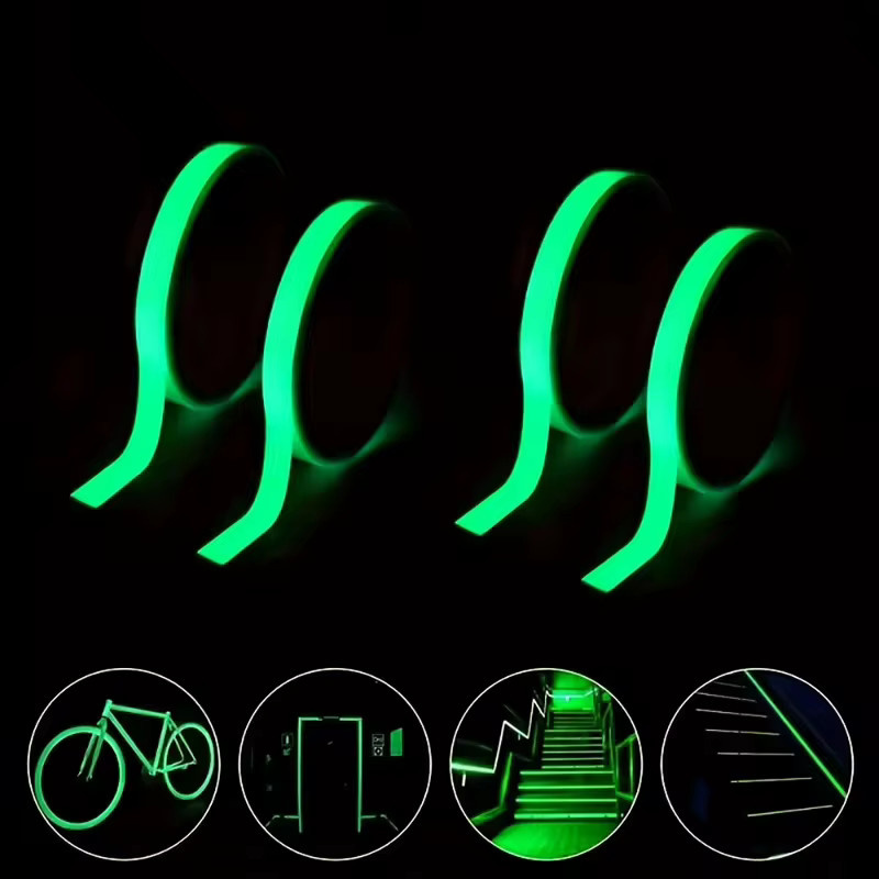 Selbstklebendes fluoreszierendes Klebeband in Grün zur Sicherheitsmarkierung von Wänden und Treppen sowie als Party-Dekoration - Bild 3
