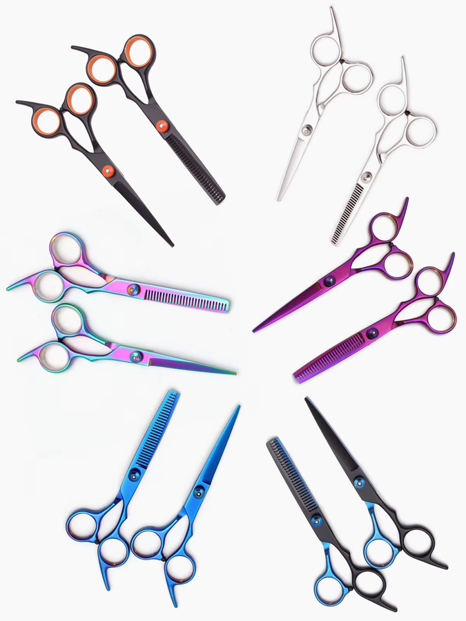Purple Dragon Haarschere Set mit Schneideschere, Ausdünnungsschere, Kämmen, Rasierer und Tasche - Bild 2