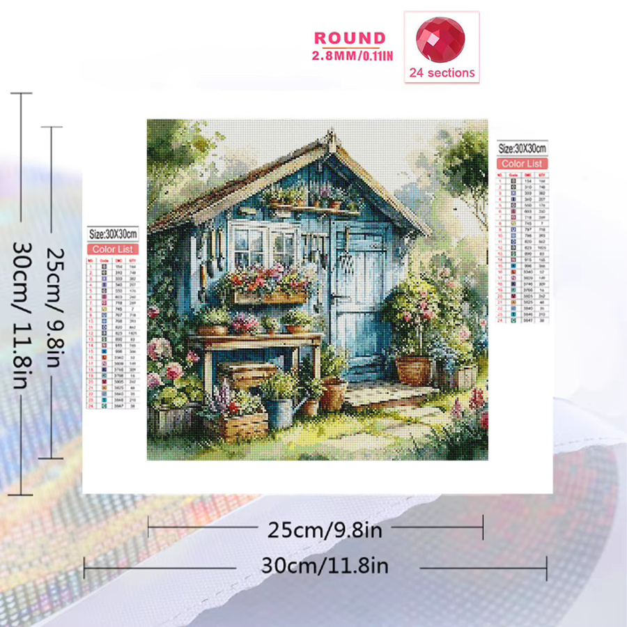 EverShine 5D DIY Diamantstickerei Landschaftsmosaik mit Garten und Landhaus in Multicolour, B/T/H: 20 x 20 x 20 cm - Bild 2