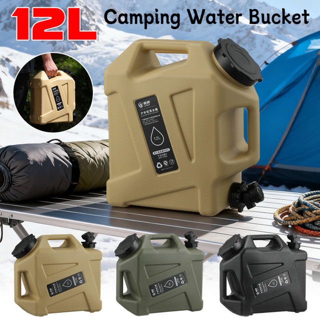 APWIKOGER Tragbarer Outdoor Wassereimer mit Wasserhahn, 12 l, Blau/Weiß - Bild 1