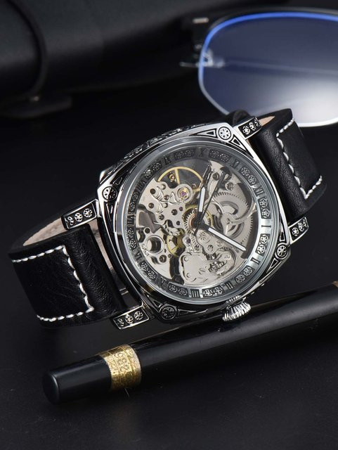LONGLUX Armbanduhr Automatik, Edelstahl, Leder, Herren, Vintage - Bild 1