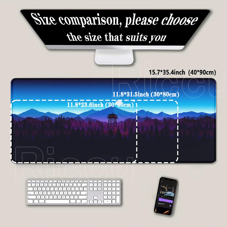 Riccu Mousepad Firewatch Forest Sunrise in Multicolour, B/T: 900 x 400 mm - Bild 2