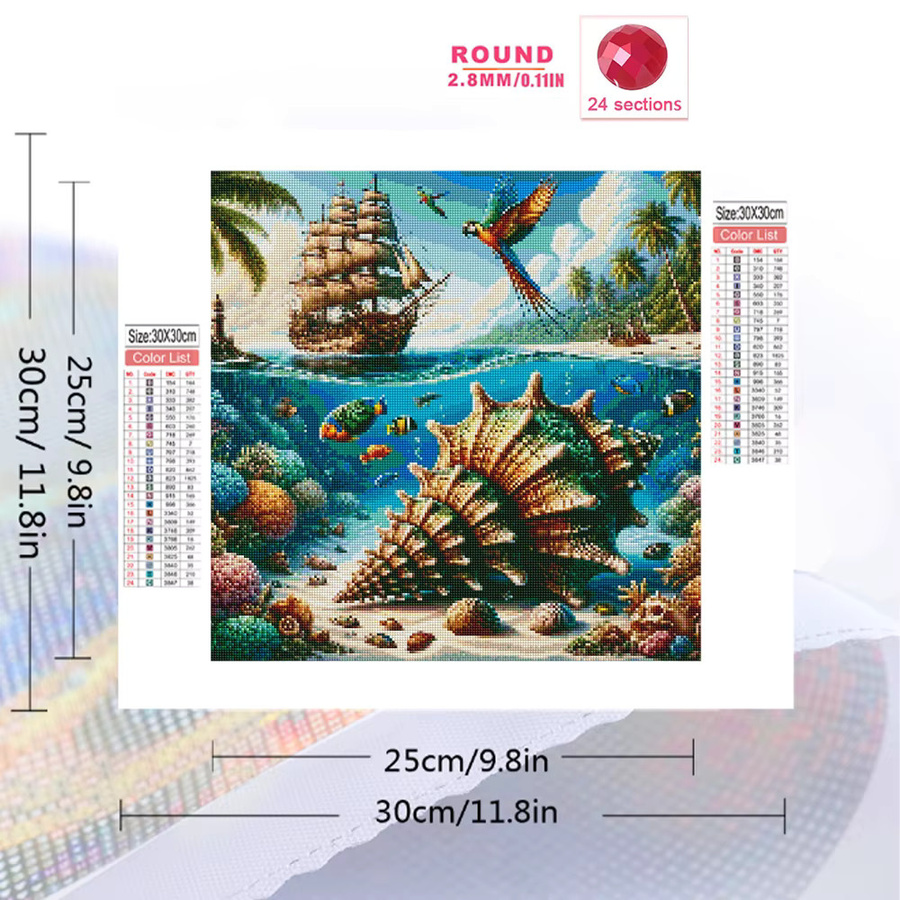EverShine DIY Diamantmalerei Schiff Landschaft Mosaik Set in Mehrfarbig, Rund, Durchmesser: 20 cm - Bild 2