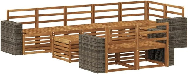 vidaXL Sofagarnitur aus Massivholz Akazie in Braun mit modernem Latten-Design - Bild 1