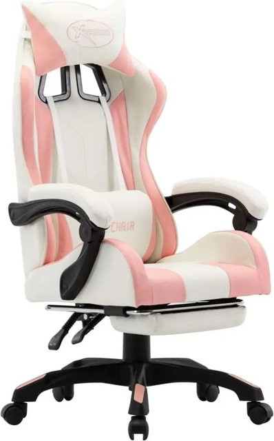 vidaXL Gaming-Stuhl mit Fußstütze in Rosa und Weiß aus Kunstleder - Bild 1