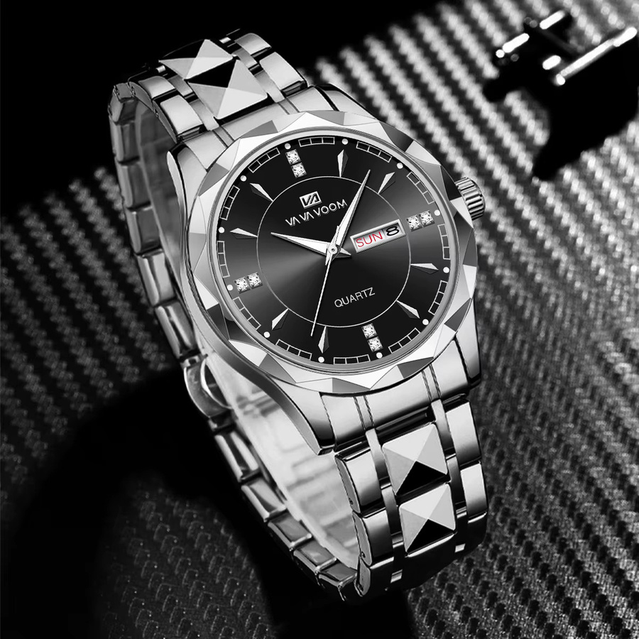 VA VA VOOM Armbanduhr Edelstahl, Quarz, Schwarz, Herren - Bild 2