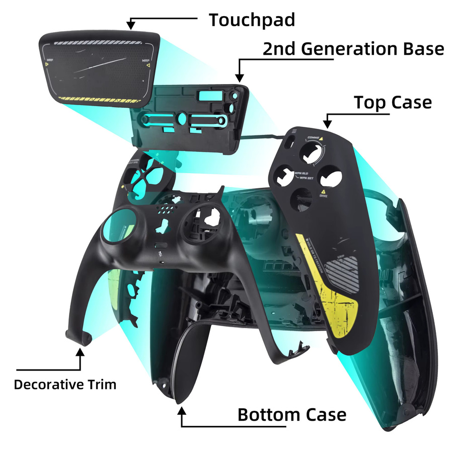REMANK Ersatzgehäuse für Astro PS5 Controller mit Vorderseite, Rückseite und Touchpad in Schwarz für Helldivers 2 - Bild 4