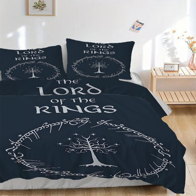 3-teiliges Herr der Ringe Bettwäsche-Set von Ruoxin three in Blau, bestehend aus 1 Bettbezug und 2 Kissenbezügen, Breite: 135 cm, Länge: 200 cm - Bild 1