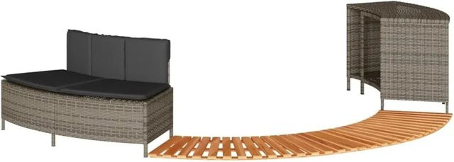 vidaXL Whirlpool-Umrandung aus Poly Rattan und Akazienmassivholz in Grau und Schwarz - Bild 1
