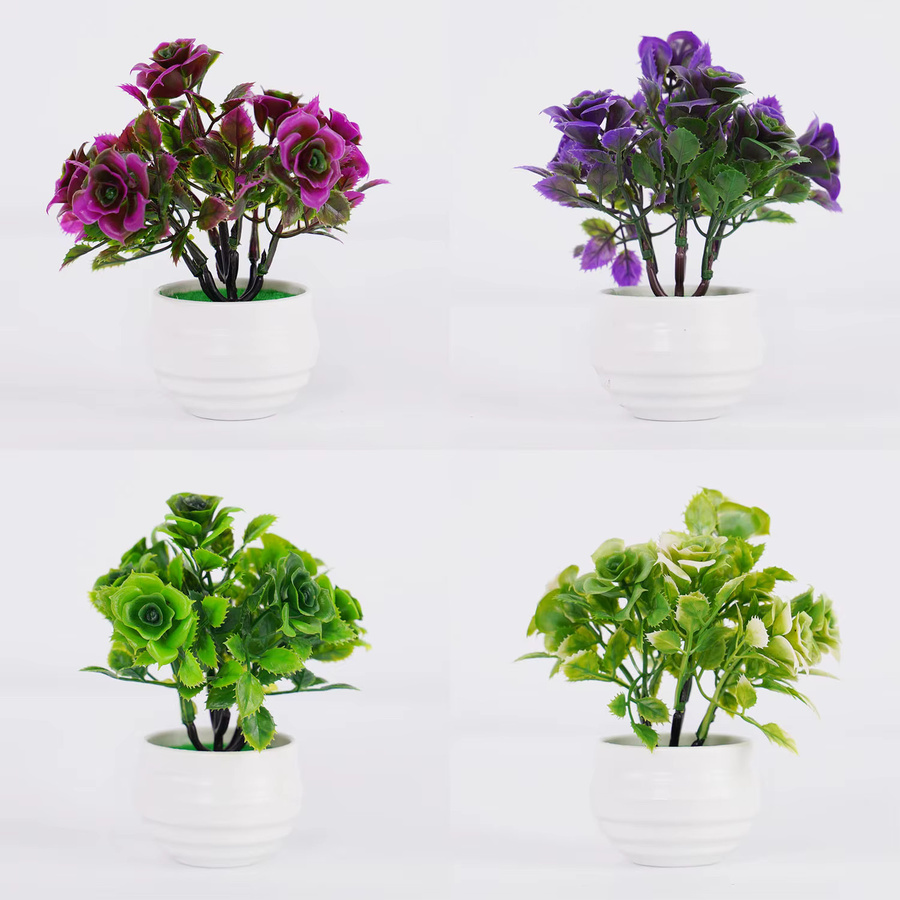 Uflower Künstlicher Bonsai als Topfpflanze in Weiß für Schreibtisch und Büro - Bild 6