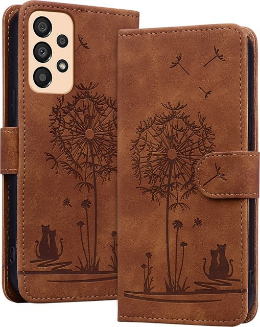 HKNR Leder Telefon Brieftasche als Flip-Cover für Samsung Galaxy A-Serie in Schwarz oder Braun - Bild 1