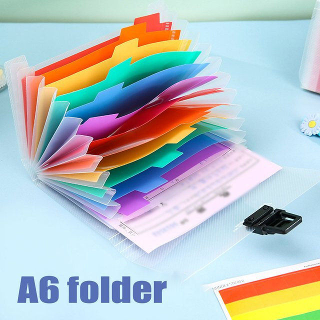 A6 Dokumentenmappe aus Kunststoff in Regenbogenfarben zur Aufbewahrung von Rechnungen und Unterlagen für Schule und Büro - Bild 1