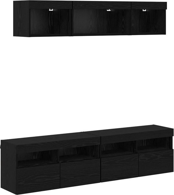 vidaXL TV Wand Einheit mit LED 5-teilig in Schwarz und Eichen-Optik für dein Wohnzimmer - Bild 1