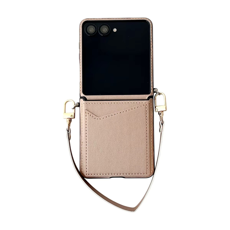 Leder-Brieftasche Handyhülle für Samsung Galaxy Z Flip 7 6 5 4 5G in Pink mit Kartensteckplatz und Handgelenkschlaufe - Bild 4
