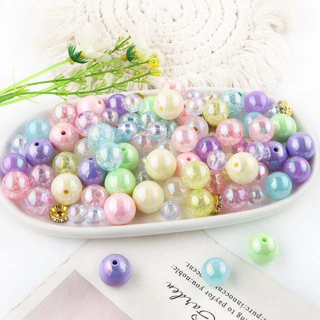 Sunrony Acrylperlen Spacer Ball, Mehrfarbig, Rund, Set - Bild 1