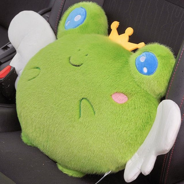 Yiran Toy Kawaii Plüschkissen mit Tierfiguren wie Kaninchen, Panda oder Frosch in Grün, weich gefüllt für Auto, Sofa oder Büro - Bild 1