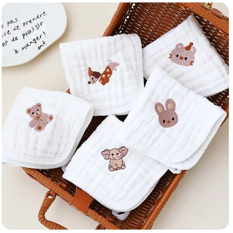 5er Set DANIVIVI Baby Gesichtstücher aus weicher Baumwolle und Musselin in Weiß - Bild 2