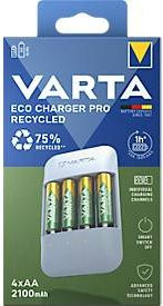 Varta Eco Charger Pro Akku Ladegerät aus Recyclingmaterial inklusive USB-Typ-C Ladekabel und 4x AA 2100 mAh NiMH-Akkus - Bild 2