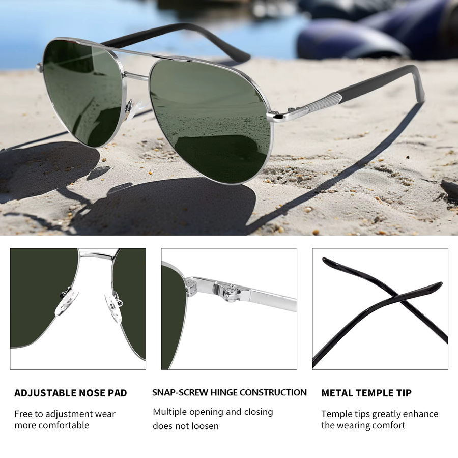 MAXJULI Sonnenbrille Aviator, Metall, polarisiert, Herren - Bild 4