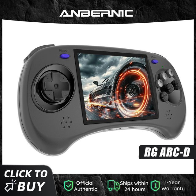 Anbernic RG ARC Retro-Spielekonsole Handheld-Emulator mit 4,0 Zoll Display in Schwarz und Grau - Bild 1