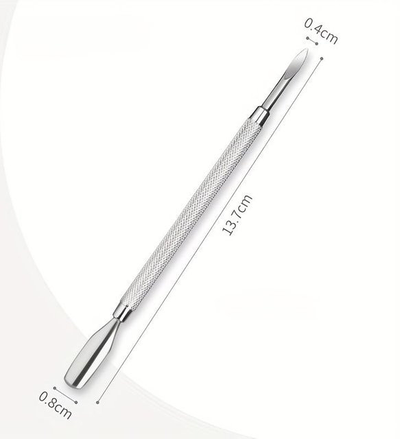 Edelstahl Nagelhautschieber Set, doppelseitig, scharfkantig, weiß - Bild 1