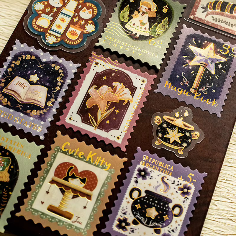 Mr.Paper Goldfolie PET-Aufkleber-Sets im 3er-Pack, Vintage Fantasy Dekorative Aufkleber für Scrapbooking, Journaling und DIY in Gold und Multicolour - Bild 2
