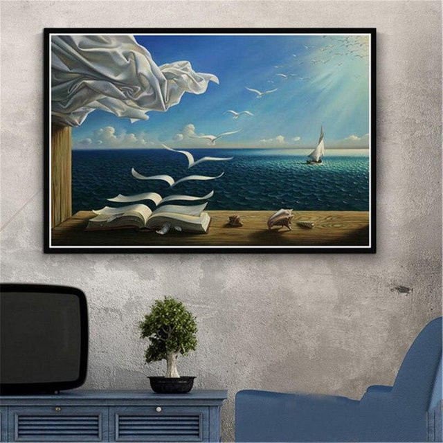 Salvador Dali Surrealismus Wandkunst Leinwandbild Lisa Gallery Schwarz/Weiß/Blau B/H: 30 x 45 cm - Bild 1
