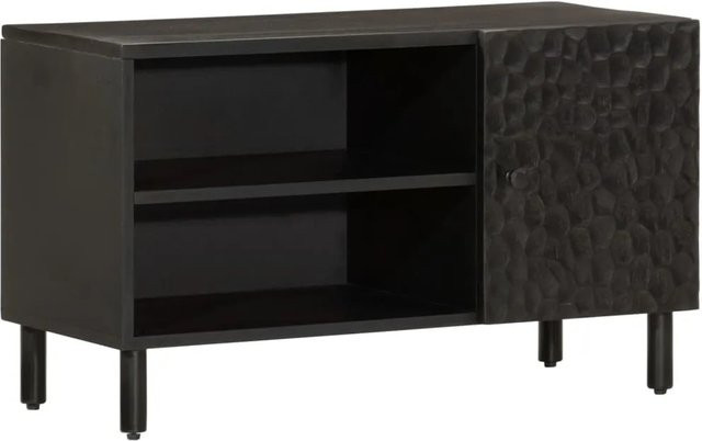 vidaXL TV-Schrank aus Mango-Massivholz in Schwarz, Modernes Design für dein Wohnzimmer, B/T/H: 80 x 31 x 46 cm - Bild 1