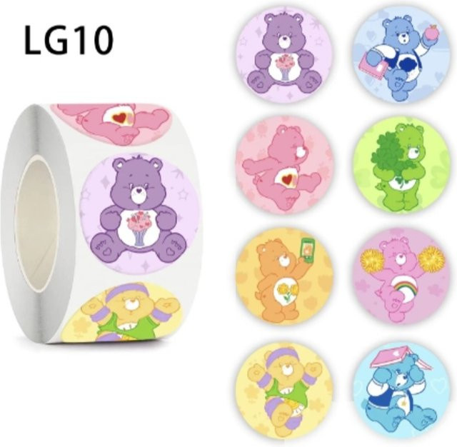 500 Stück Care Bear Dekorative Siegelrollen-Aufkleber in Multicolour für Kindergeburtstage und Weihnachtsgeschenke - Bild 1