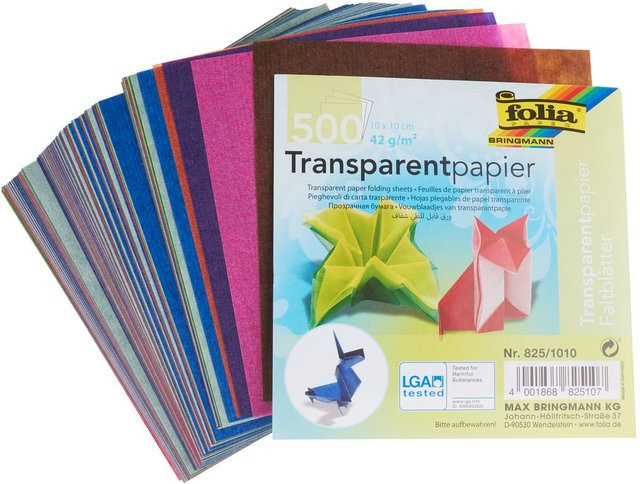 Folia Transparentpapier-Faltblätter Multicolor, 500 Stück, 10 x 10 cm - Bild 1