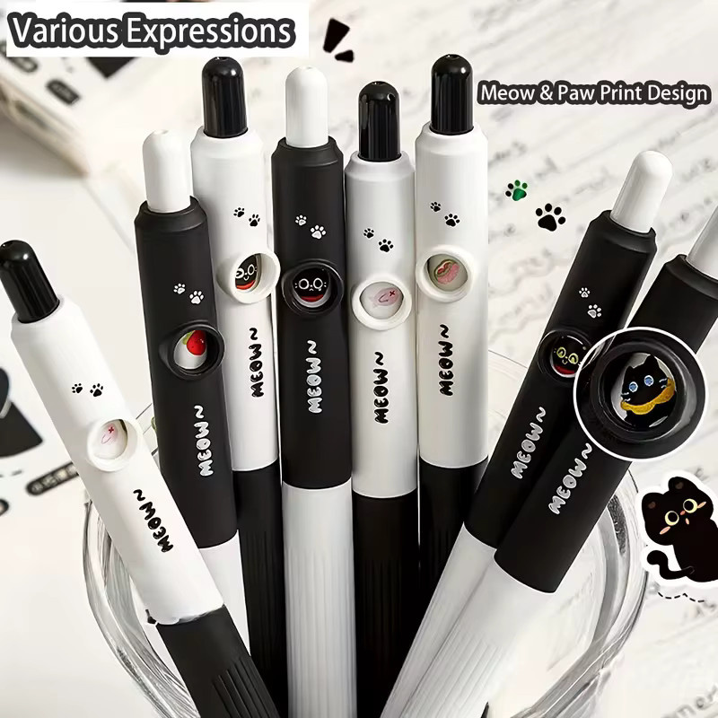 4 Stück Kawaii-Katzenstifte mit Pfoten-Design, 0,5 mm Spitze, schnell trocknende schwarze Tinte, ideal für Schule und Journaling - Bild 5