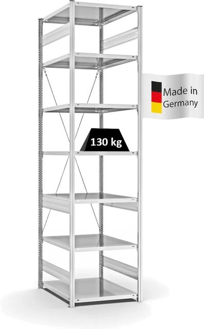 PROREGAL Fachbodenregal Stecksystem T-Profil Light-Duty in Lichtgrau mit 7 Ebenen, H x B x T: 300 x 75 x 80 cm - Bild 1