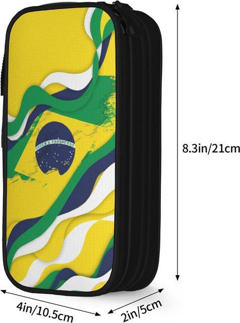 Federmäppchen Brasilien Fahne von Fancy Style Studio in Schwarz und Multicolour mit großem Fassungsvermögen für Schüler - Bild 1