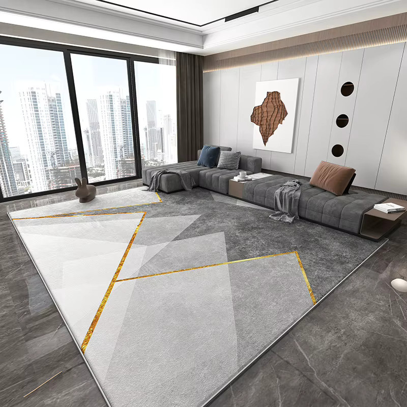 VIKAMA Teppich in Grau, minimalistisches Design, wasserdicht und schmutzabweisend, ideal für Wohnzimmer und Schlafzimmer - Bild 1