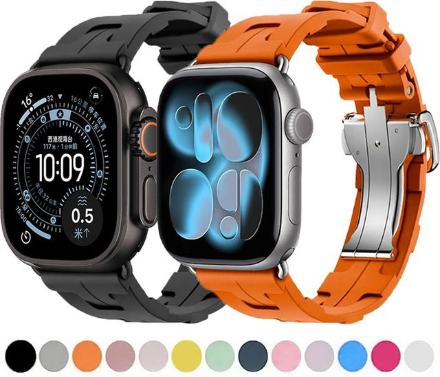 Kelim Uhrenarmband Silikon, orange, Unisex - Bild 1