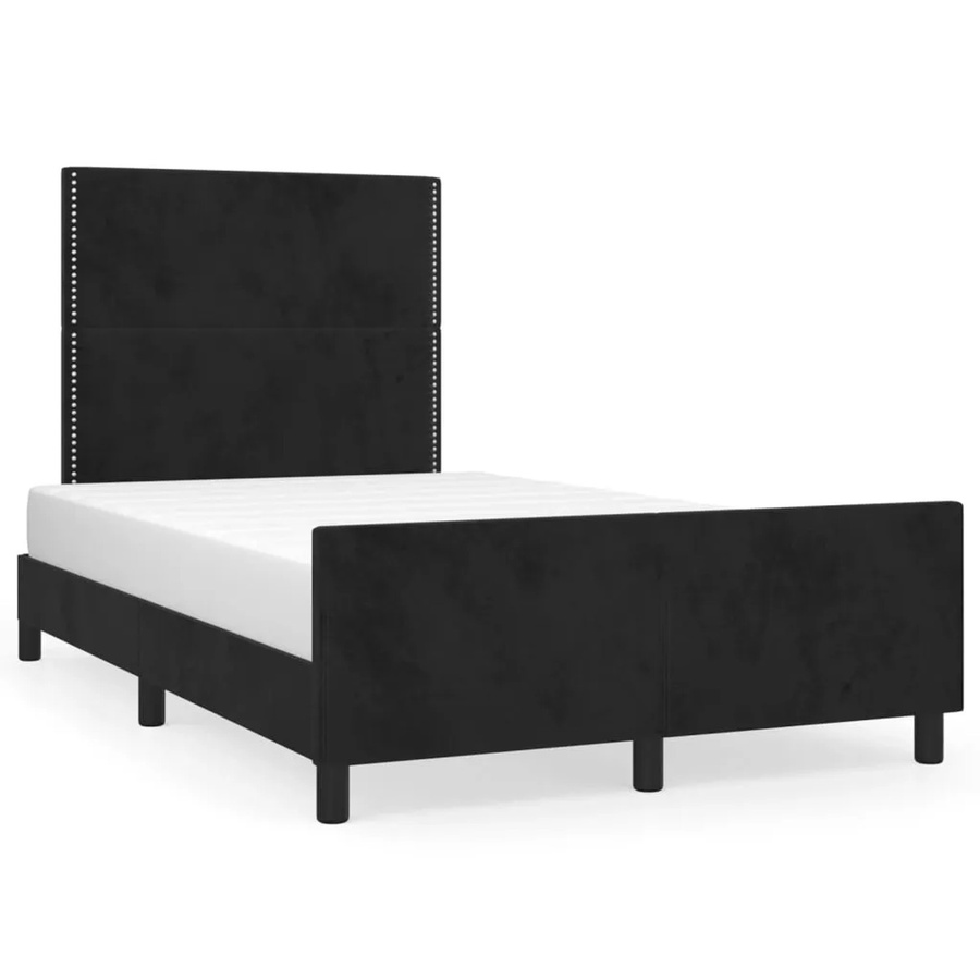 vidaXL Bettgestell mit Kopfteil aus Samt in Schwarz, B/T/H: 120 x 200 x 126 cm - Bild 2