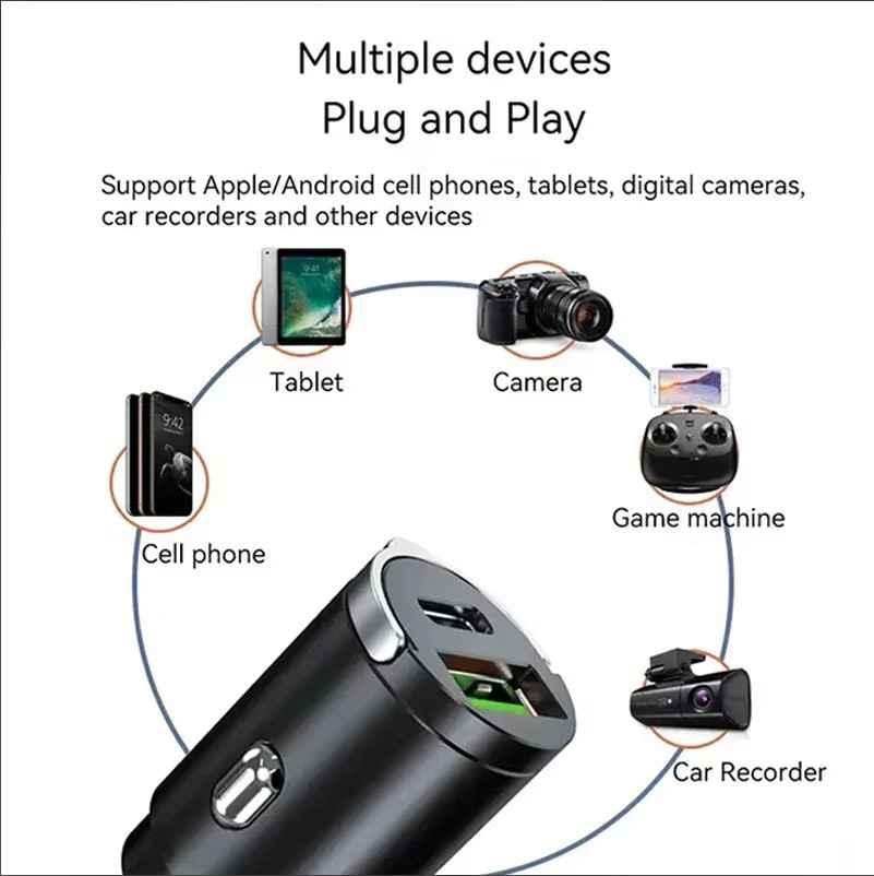 Schnelles 66W USB-C Auto Ladegerät aus Metall in Schwarz mit Mini Pull Ring - Bild 4