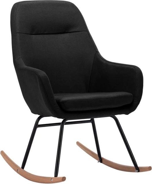 vidaXL Schaukelstuhl Schwarz aus Stoff mit Armlehnen und Buchenholz-Gestell, B/T/H: 80,5 x 61,0 x 110,0 cm - Bild 1