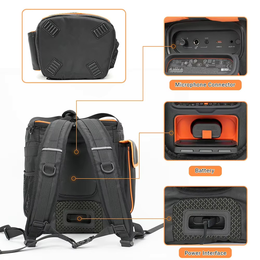 EVA Lautsprecher Rucksack für JBL Partybox Encore Schutzhülle in Schwarz mit Doppel-Schulterriemen - Bild 4