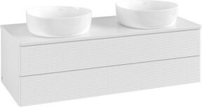 V&B Antao Waschtischunterschrank mit Frontstruktur und integrierter Beleuchtung, Farbe: Weiß, B/T/H: 120 x 36 x 50 cm - Bild 1