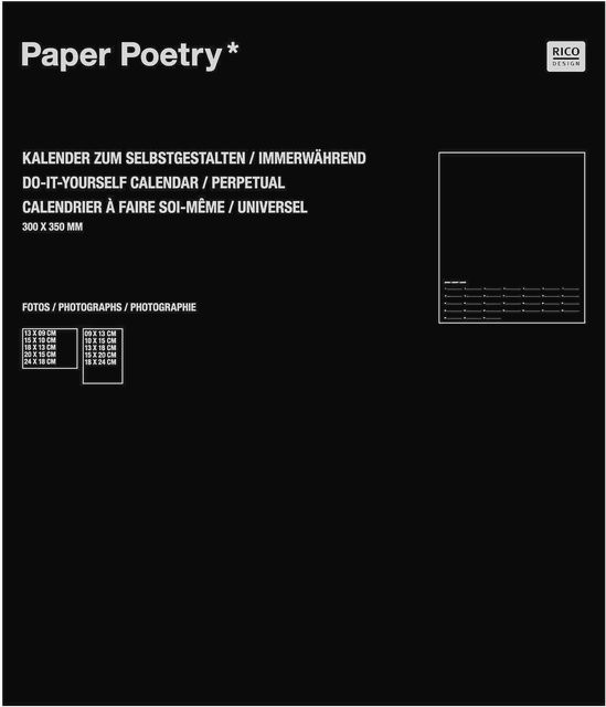 Rico Design Paper Poetry Bastelkalender immerwährend in Schwarz, B x H: 30 x 35 cm - Bild 1